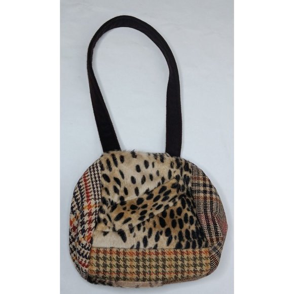 Range of Emotion Jeanea Michelle Purse Dont Forget Your Coat Brown Patches Wool - Picture 6 of 16